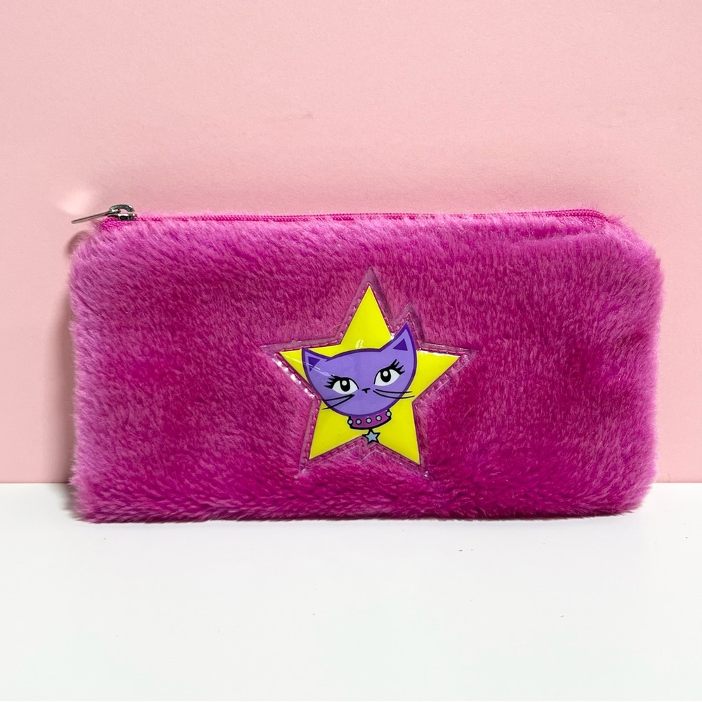 Vintage Y2K 2000s fur kitty cat pouch bag